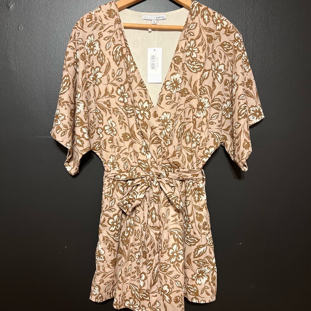 Baltic Born Floral Wrap Romper in Blush and Olive